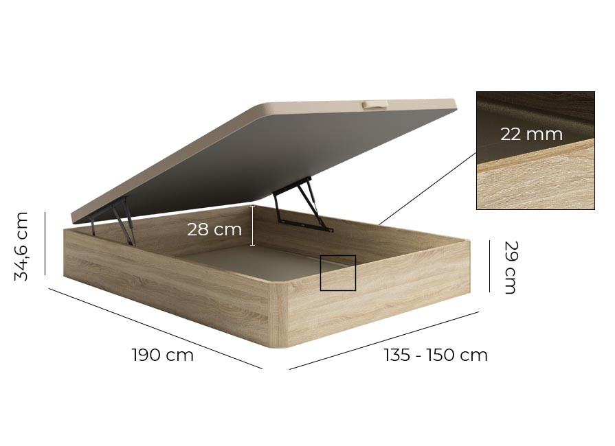 Estructura del canapé abatible madera Valencia