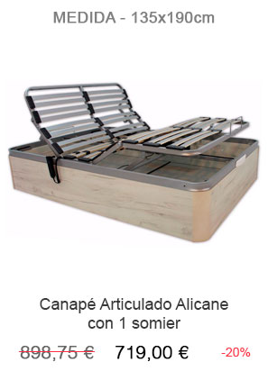 Liquidación del canapé articulado con 1 somier Alicante en Colchones Valencia