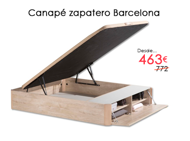 Canapé abatible de madera con zapatero frontal modelo Barcelona con un 40% de descuento en Colchones Valencia, tu tienda de colchones en Valencia