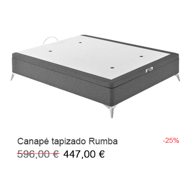 Canapé abatible tapizado con patas altas modelo Rumba en oferta en tu tienda de colchones en Madrid