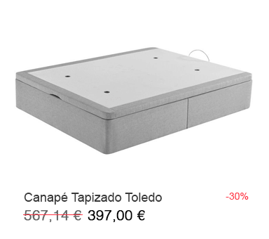Canape abatible tapizado modelo Toledo en oferta en tu tienda de colchones en Valencia